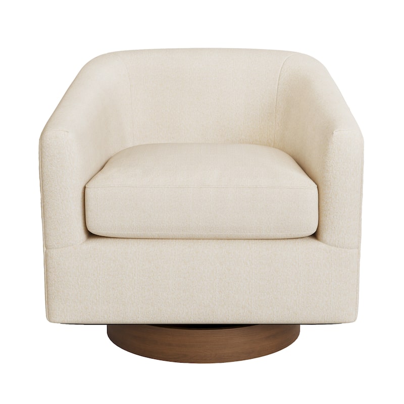 Modern Wooden Barrel Swivel Accent Chair Upholstery Armchair for Living Room