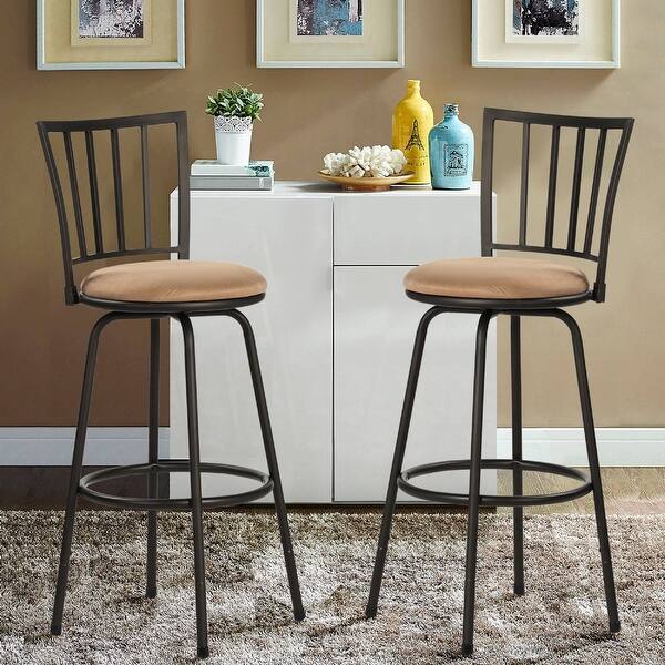 Vecelo Set Of 2 Round Seat Bar Counter Height Adjustable Metal Bar Stool Overstock 30655860