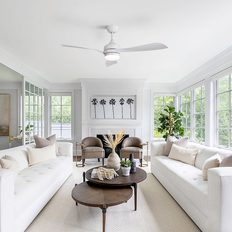 52-Inch Ceiling Fan With 3 ABS Blades,Remote Control,Reversible DC Motor,3 Downrods(5/10/24-Inch) Available,LED Dimmable