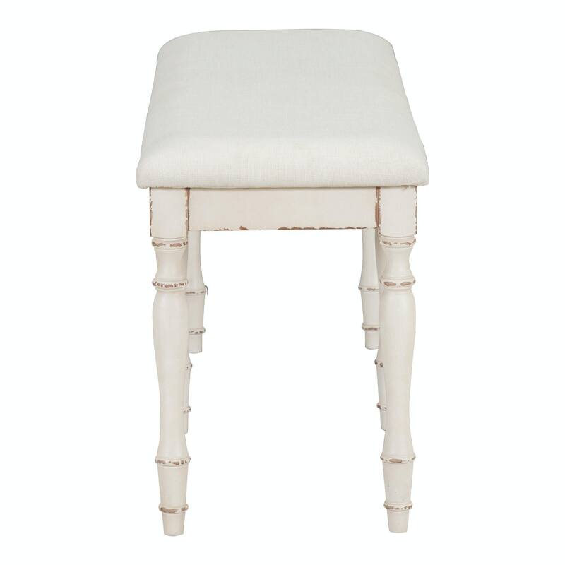 Vintage Traditional 50.4-Inch Upholstered Dining Bench with 6 Solid Wood Legs