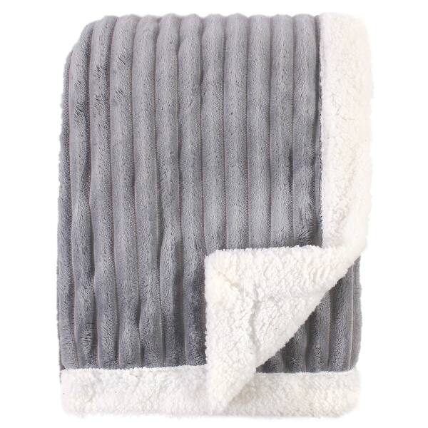 slide 1 of 1, Hudson Baby Infant Corduroy Blanket with Faux Shearling Backing and Trim, Gray, 30x40 inches - Gray - 30x40 inches 30x40 inches - Gray