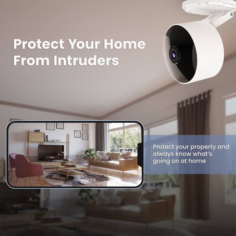 Indoor Security Camera with Motion Detection, 30ft. Night Vision - White