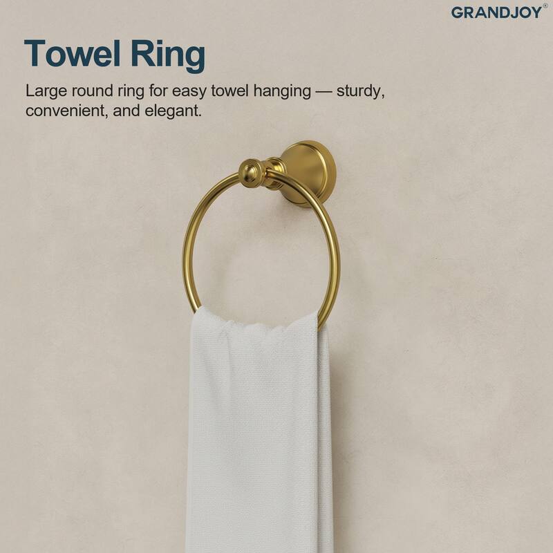GRANDJOY 4-Piece Bathroom Hardware Set with 23-Inch Single Towel Bar and Shelf Toilet Paper Holder