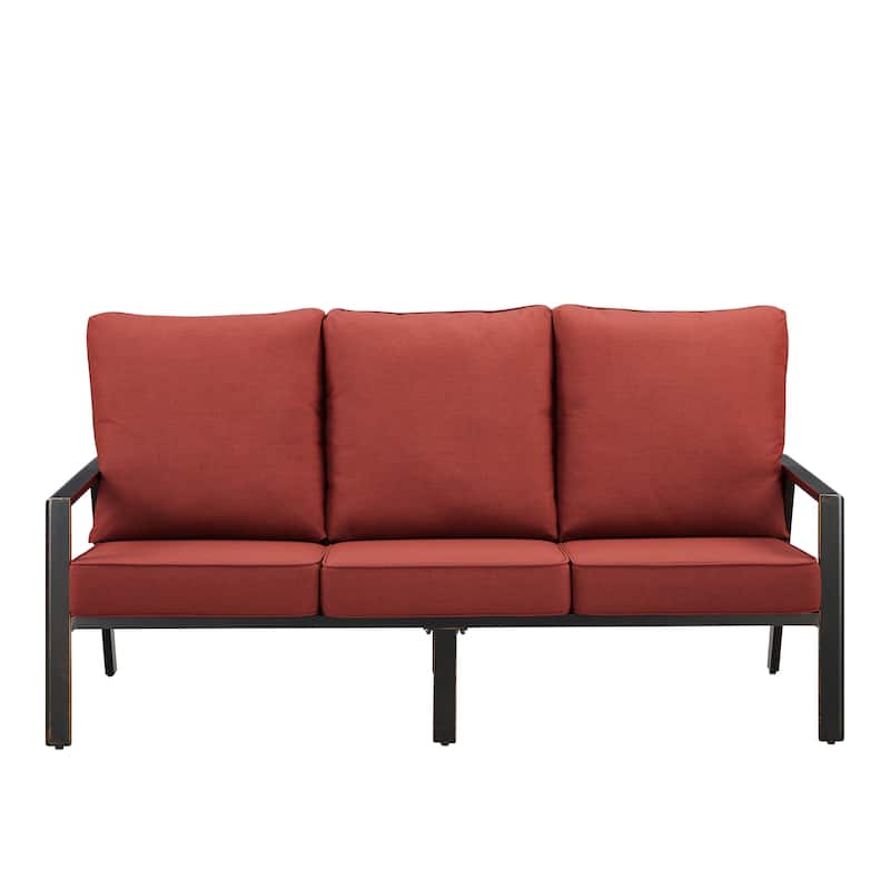 Black Aluminum Deep Seating Deep Seating Sofa with Cushions