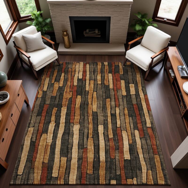 Premium Washable Super Soft Modern Stripes Mayfield Rug - Coffee - 3' x 5'