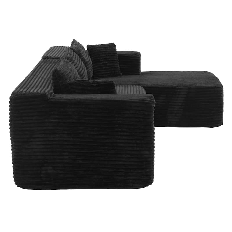 Black L-Shaped Compressed Foam Sofa – Ready-to-Use Sectional Couch with Chaise