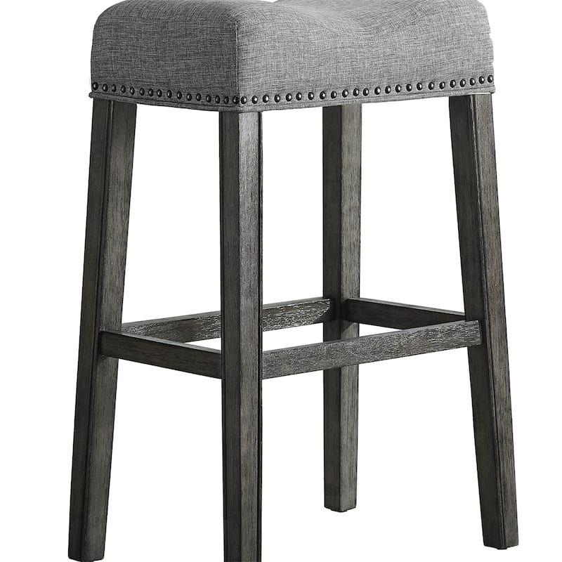 Upholstered Backless Saddle Seat Bar Stools 29" height Set of 2, Gray