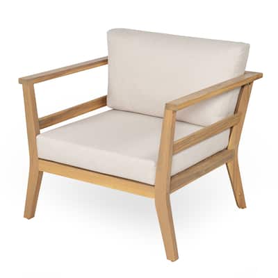 Scott Living - Marcellus Acacia Wood Outdoor Club Armchair with Cushion