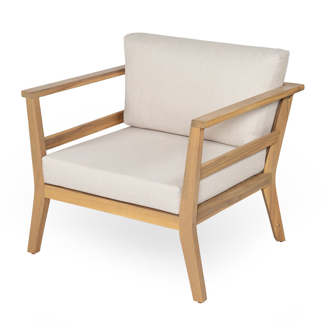 Scott Living - Marcellus Acacia Wood Outdoor Club Armchair with Cushion