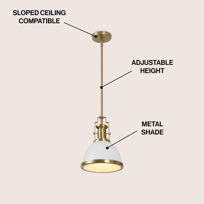 Deere Adjustable Iron/Glass Vintage LED Dome Pendant, by JONATHAN Y