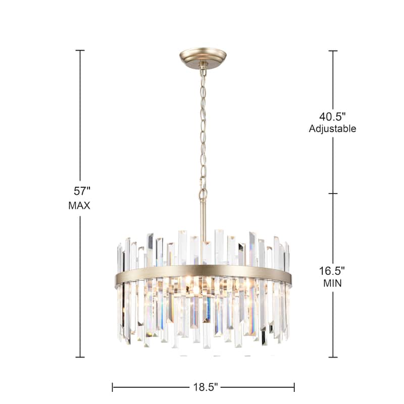 Casandra Brushed Champagne Silver 5-light Drum Crystal Chandelier