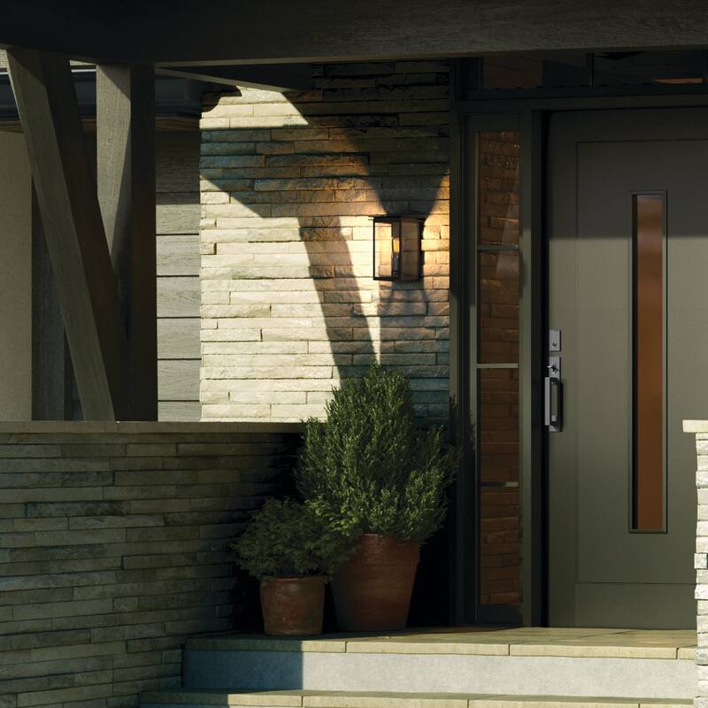Kichler Lighting Arkville 10 Inch 1 Light Outdoor Wall Light with Clear Seeded Glass in Textured Black - Textured Black