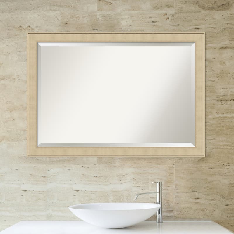 Beveled Bathroom Wall Mirror - Classic Honey Silver Frame - Classic Honey Silver
