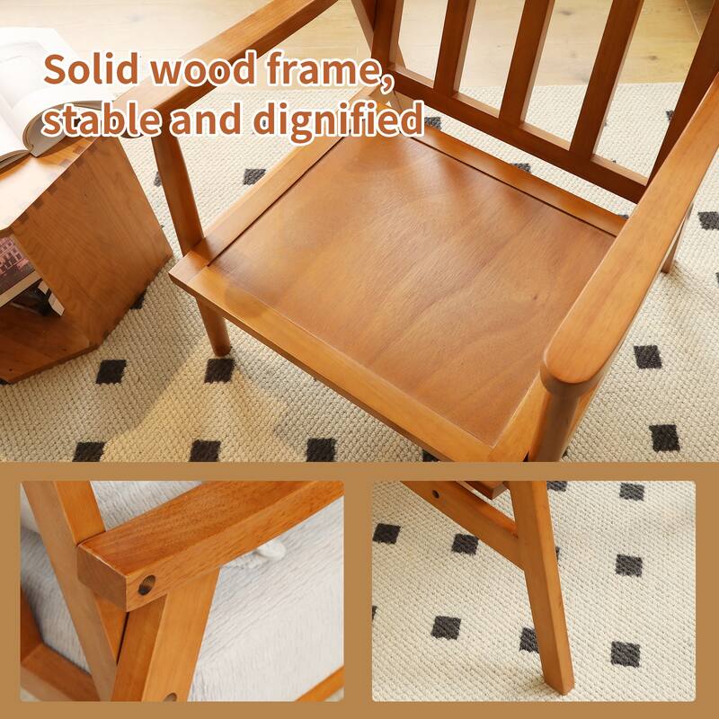 Accent Chair with Solid Wood Frame, Living Room Chair with Soft Fabric Cushion, Cozy Bedroom Chair, Comfy Armless Reading Chair