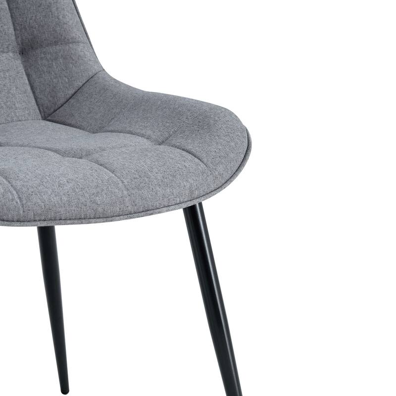 Modern Fabric Dining Chair w/ Grid Pattern and Metal Frame (Set of 2)