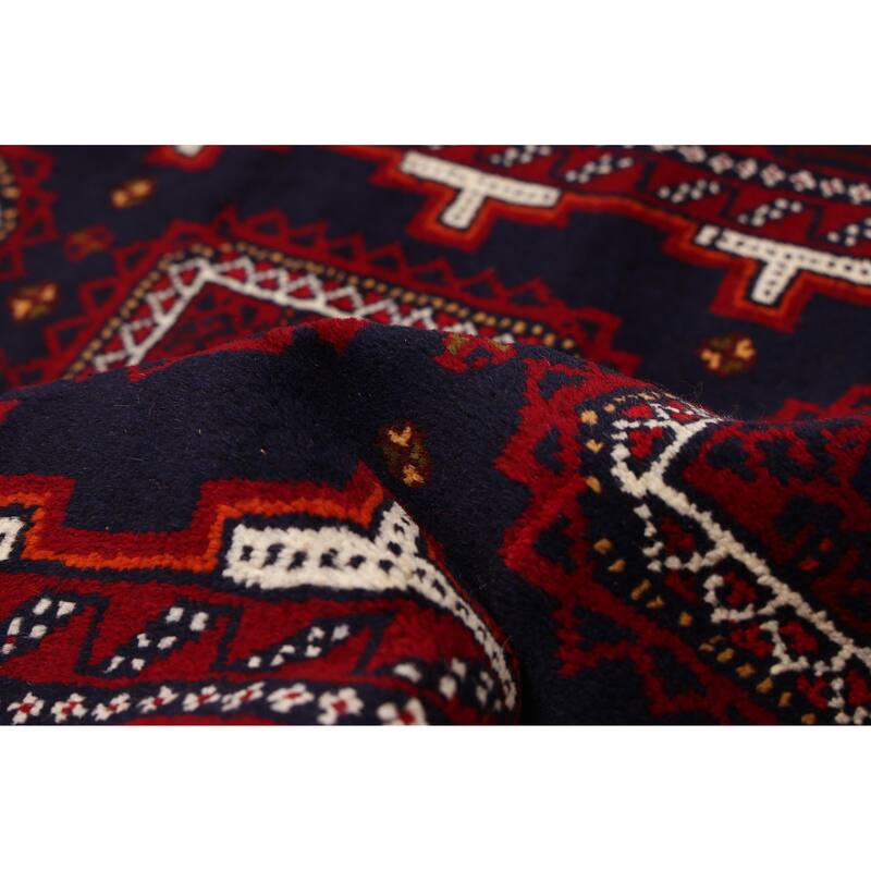 ECARPETGALLERY Hand-knotted Teimani Dark Navy, Red Wool Rug - 3'3 x 6'4