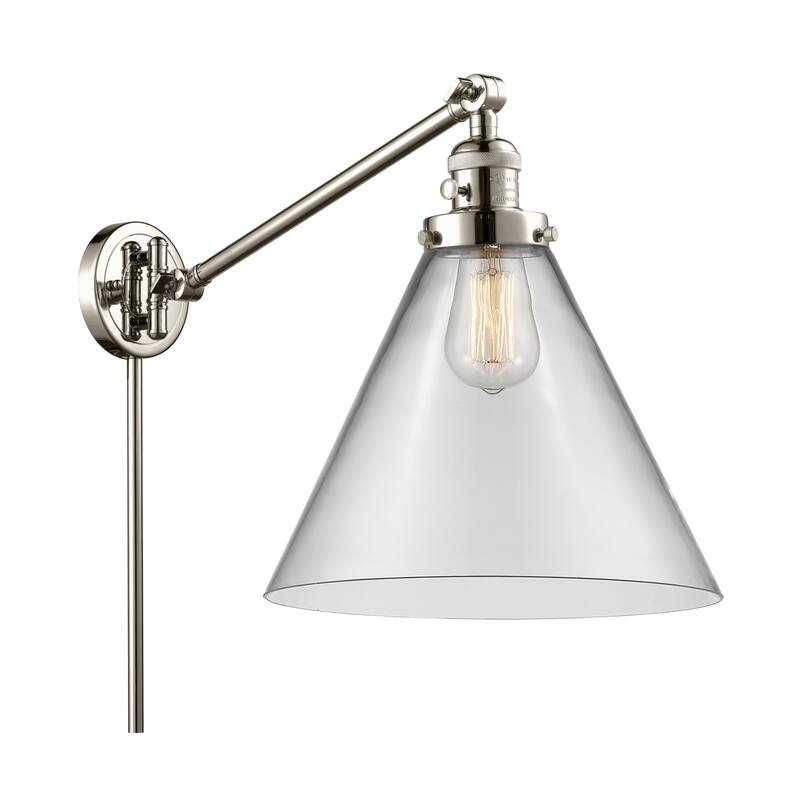 Innovations Lighting X-Large Cone Single Light 16" Tall Bathroom - Polished Nickel / Clear