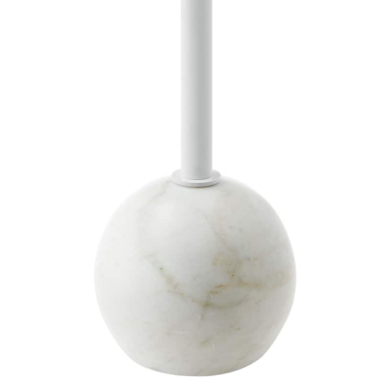 Aliza Round White Marble Side Table with White Marble Base