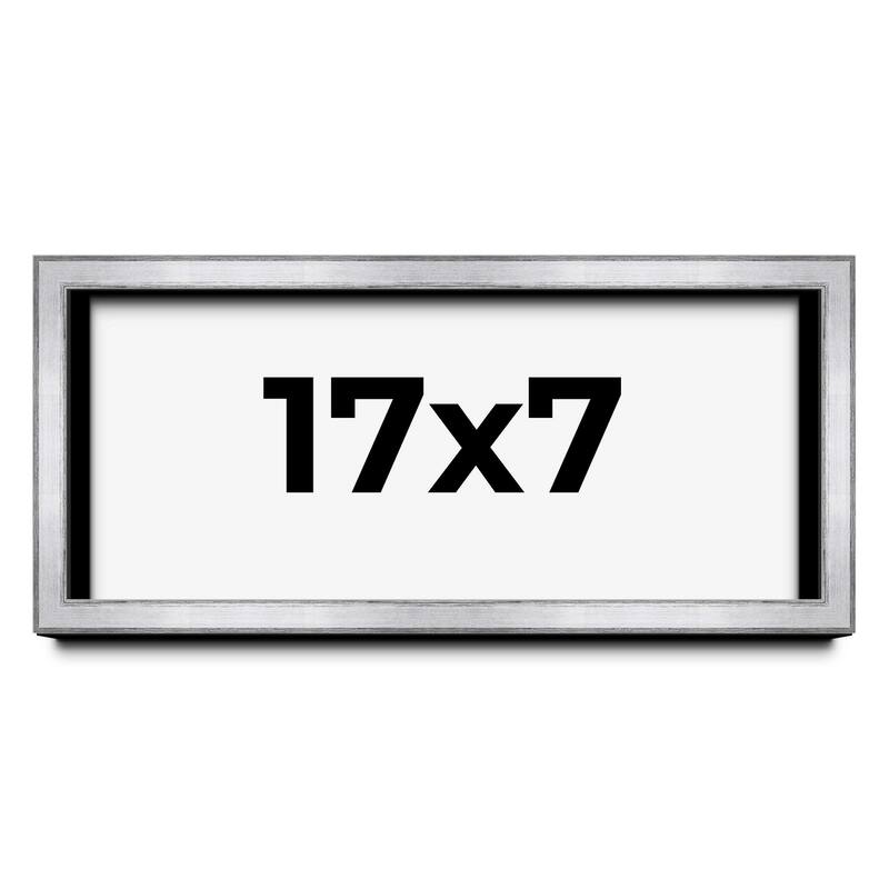 17x7 Shadow Box Frame Silver | 1.375 Inches Deep Real Wood