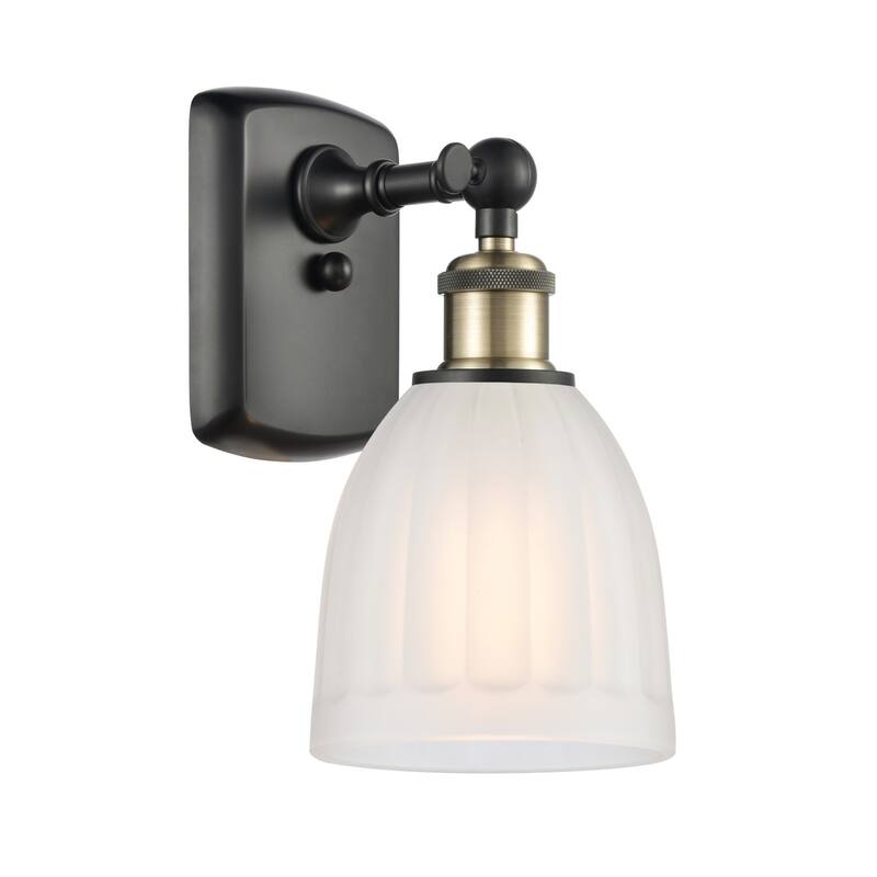 Innovations Lighting Brookfield 9" Tall Bathroom Sconce - Black Antique Brass / White