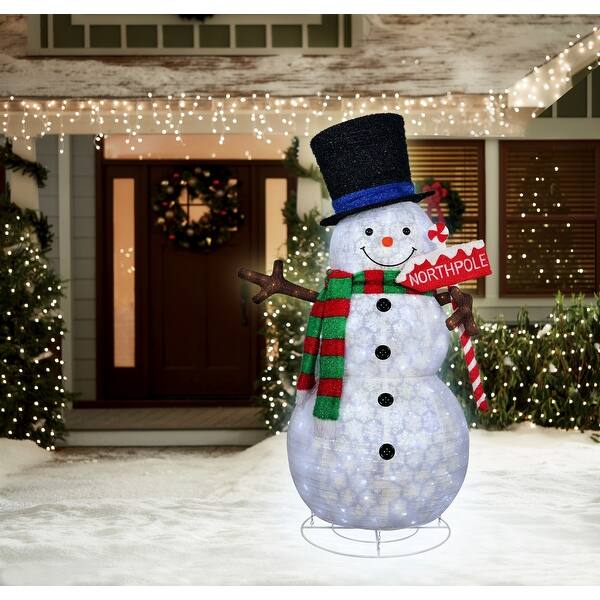 Shop 84 Led Lighted Snowman And North Pole Sign Christmas Outdoor