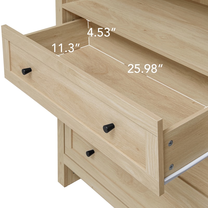 Wood Kitchen Cabinet, Storage Cabinet with Adjustable Shelves, Arched Accent Cabinet with 3 Smooth-Glide Drawers