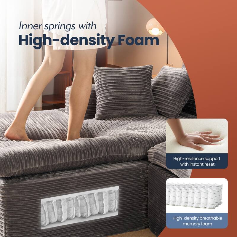 HOOOWOOO Modern Upholstered Fabric Sectional Sofa with Chaise