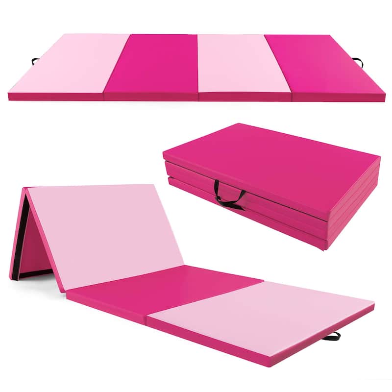 4-Panel Folding Exercise Mat with Carrying Handles for Gym Yoga
