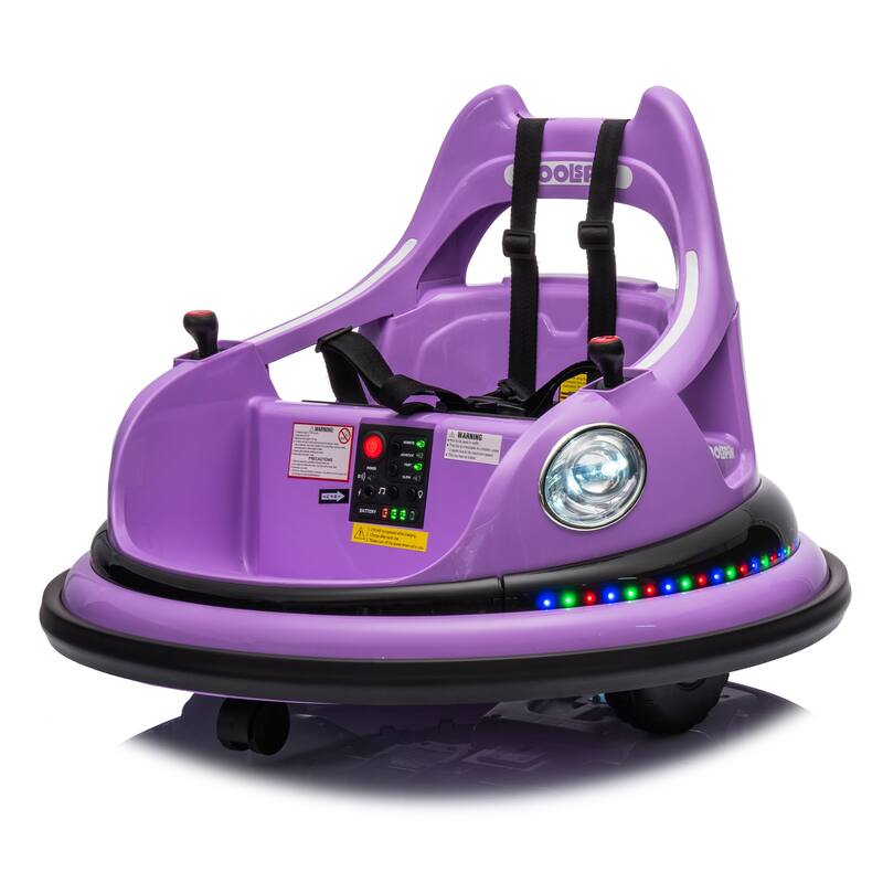 12V Kids Electric Ride-On Bumper Car for Ages 1.5-5, Remote Control with 360° Spin & Bluetooth - Purple