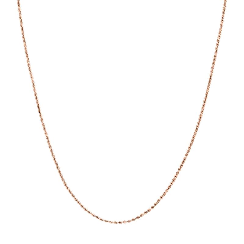 Curata 14k Rose Gold 1.8mm Hollow Rope Chain Necklace (Lobster)