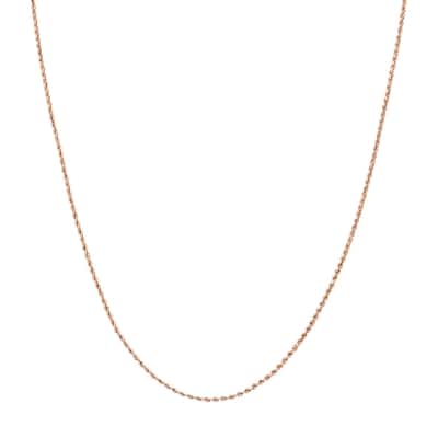 Curata 14k Rose Gold 1.8mm Hollow Rope Chain Necklace (Lobster)