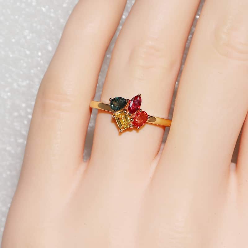 Miadora Multi-Gem Cluster Ring Sterling Silver