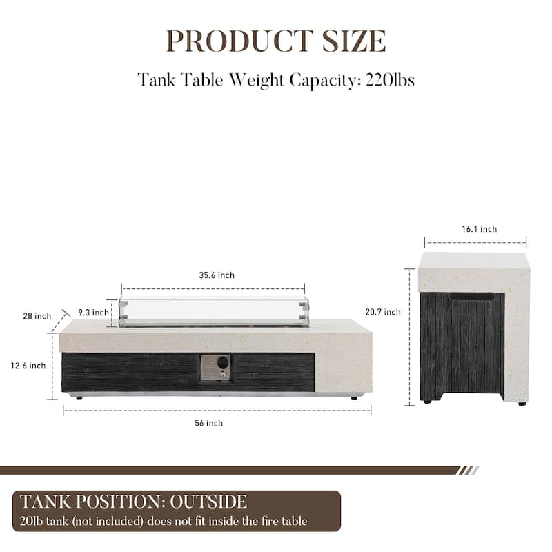 COSIEST Outdoor Gas Fire Table,50,000 BTU with Waterproof Cover​