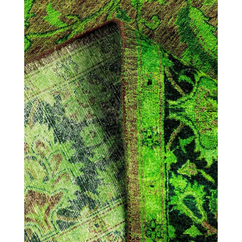 Overton Hand Knotted Wool Vintage Inspired Modern Contemporary Overdyed Green Area Rug - 4' 1" x 6' 6"