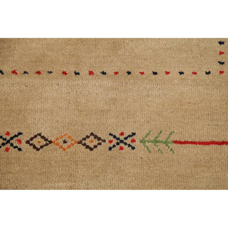 Striped Gabbeh Indian Accent Rug Handmade Wool Carpet - 4'0"x 5'9"