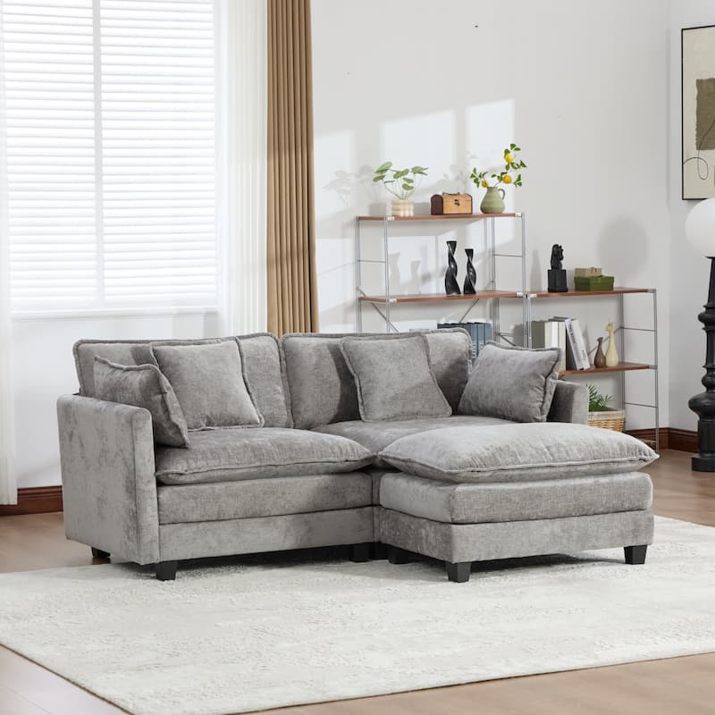 Cloud Sofa LoveSeat (Ottoman is not included), Modern Sectional Couch, Comfy Double Layer Upholstered Seat Cushion