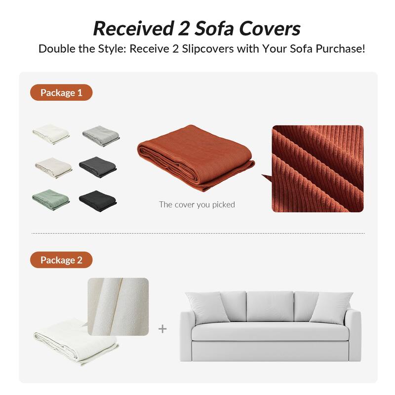 Riccardo 85" Modern Slipcovered Sofa with Square Flange Arm by HULALA HOME