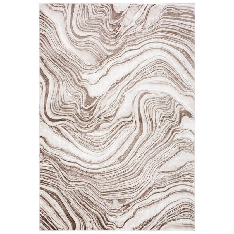 SAFAVIEH Meadow Marjolein Modern Abstract Rug - 6'7" Square - Brown/Beige
