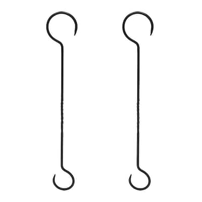 Achla Designs 24" L Black Wrought Iron Hook Extenders w/Twist (Set of 2), Powder Coated Finish, Home Accessory