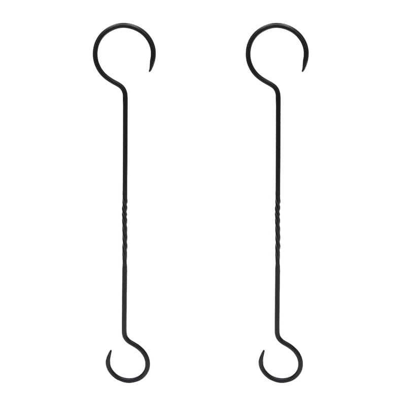 Achla Designs 24" L Black Wrought Iron Hook Extenders w/Twist (Set of 2), Powder Coated Finish, Home Accessory