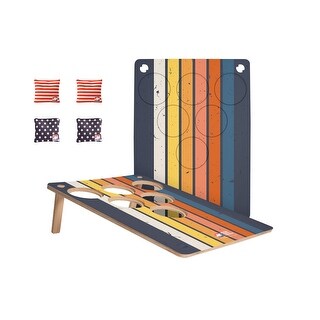 Blue Retro Stripes Cornhole Pong Game