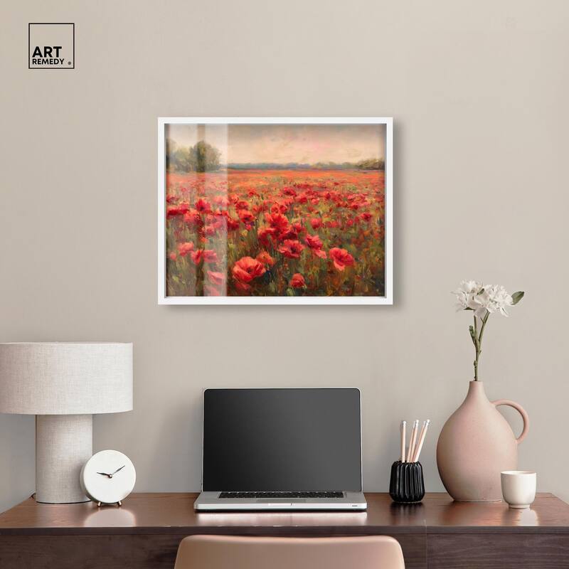 Sea of Red Poppies II Shadowbox by Art Remedy