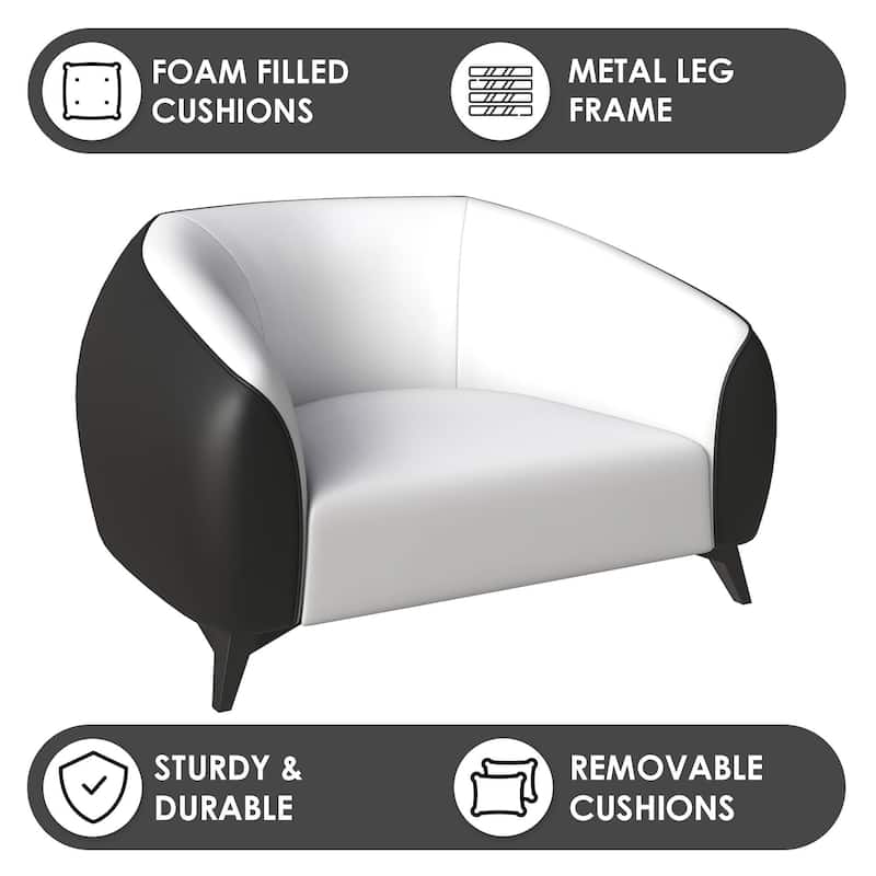 Single-Seater Sofa Armchair Upholstered in Vegan Leather with Metal Legs Opula Series by LeisureMod
