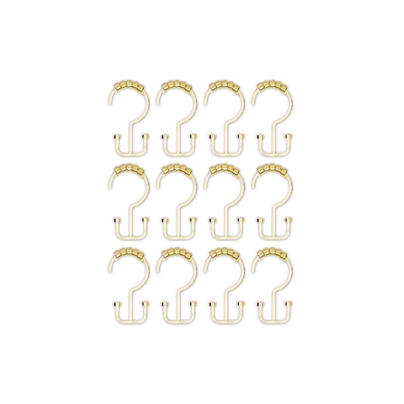 Utopia Alley Deco Flat Double Roller Shower Curtain Hooks, Gold