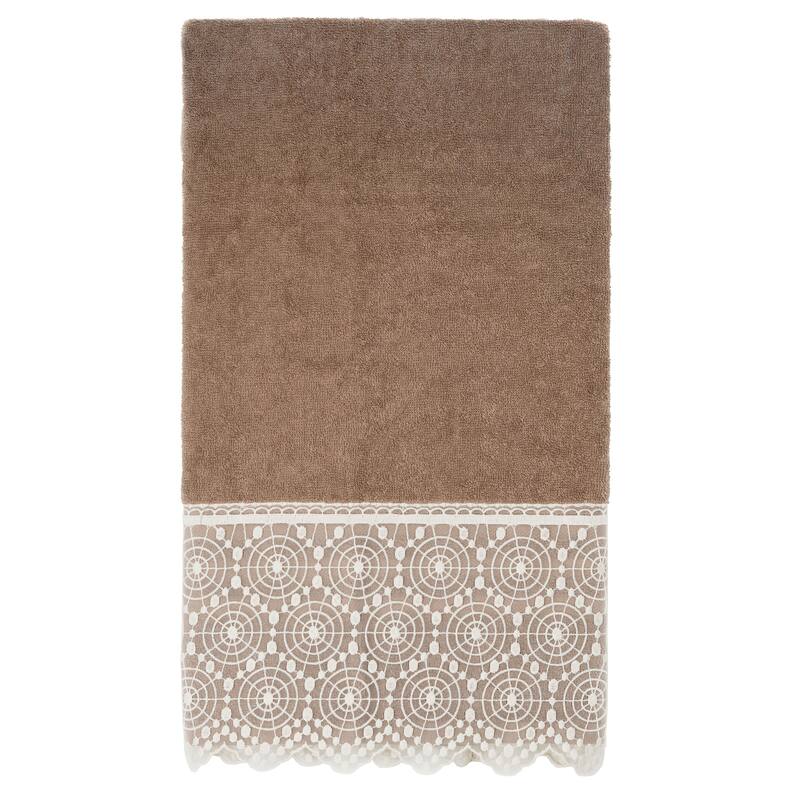 Authentic Hotel and Spa 100% Turkish Cotton Arian 3PC Cream Lace Embellished Towel Set