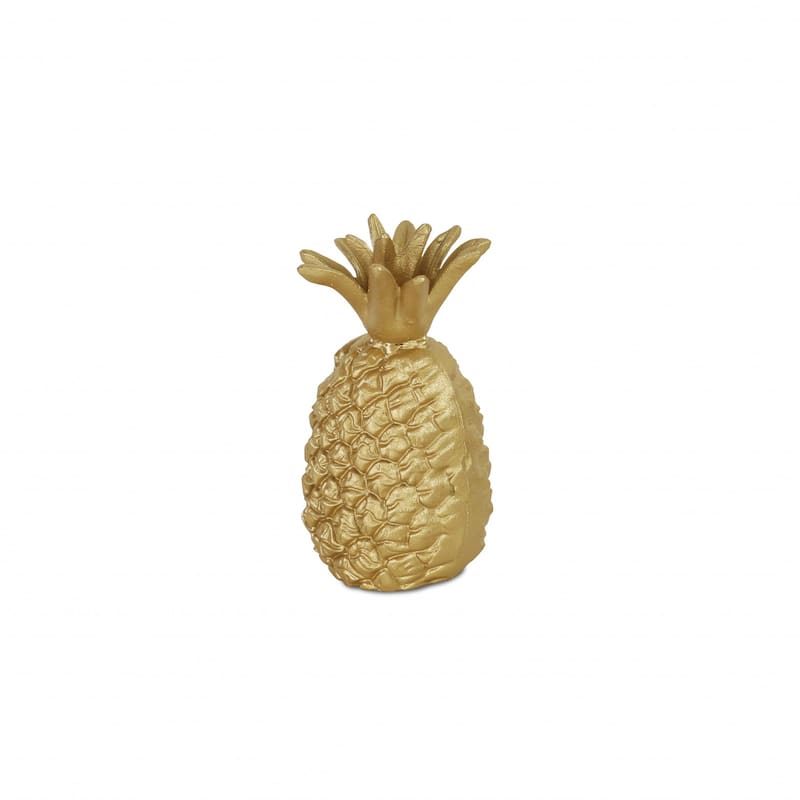 HomeRoots 9" Gold Cast Iron Pineapple Hand Painted Sculpture - 8.5" H x 5" W x 5" D