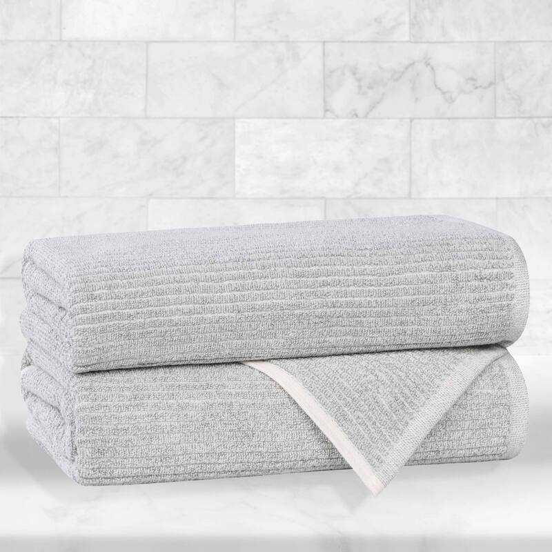 Superior Destin Viscose Cotton Blend Bath Towels, Set of 2 - Platinum