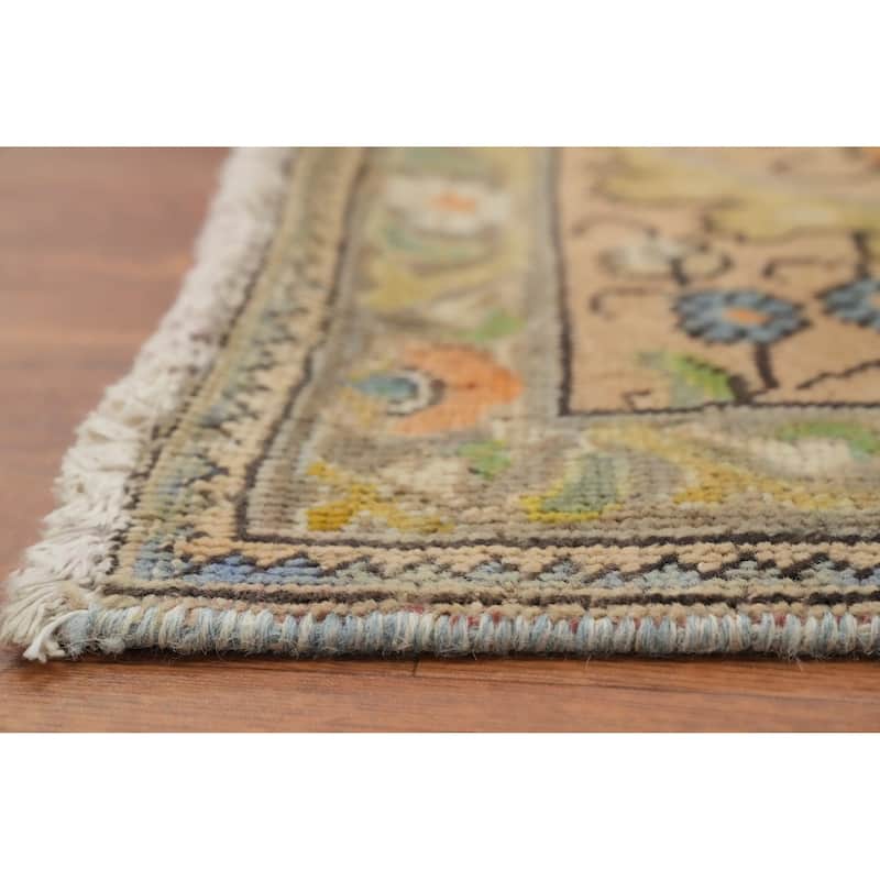 Hand Knotted Oriental 100% Wool Carpet Traditional Floral Peach Tabriz Area Rug - 12' 6'' X 9' 6''