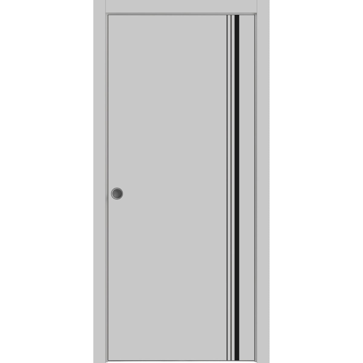 SartoDoors Planum 0011 | Interior French Doors French Door | Solid Wood | Hardware Set | 18x80, Grey Matte Bedroom Door