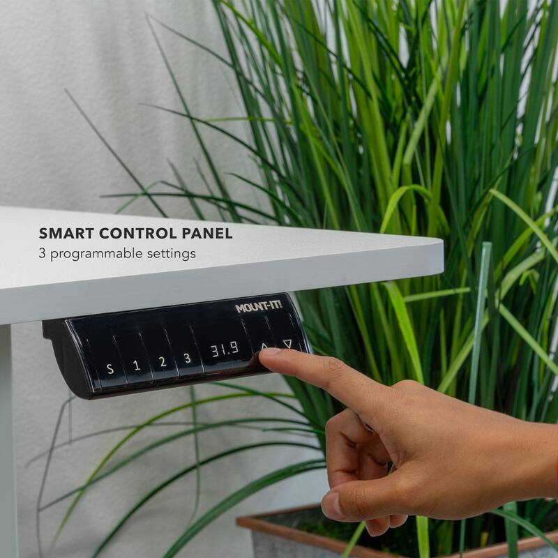 Mount-It! 63"W Electric L-Shaped Corner Adjustable Standing Desk, White/White (MI-15011)